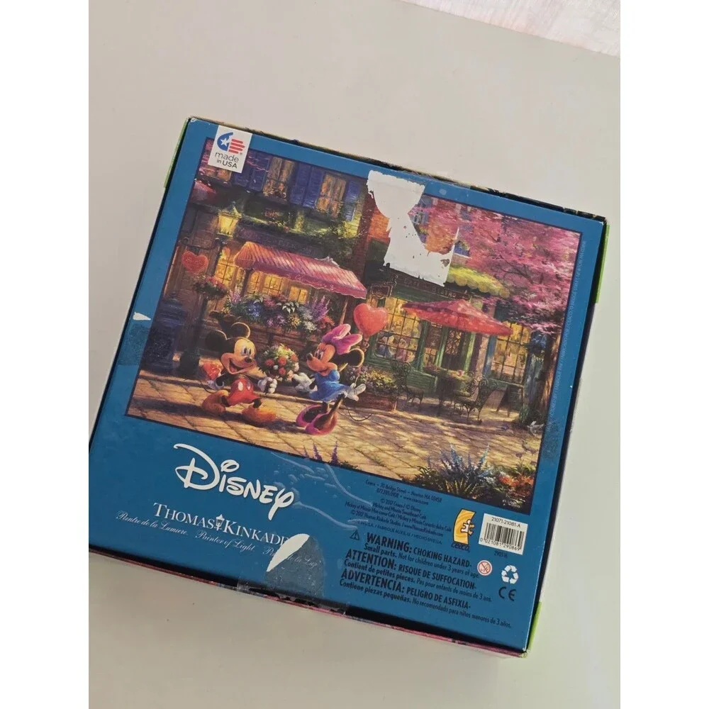 Disney Thomas Kinkade~ Mickey & Minnie Sweetheart Cafe~750 Piece Puzzle Complete